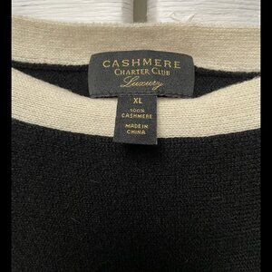 Charter Club 100% Cashmere *Mended* Black Ivory Sweater XL